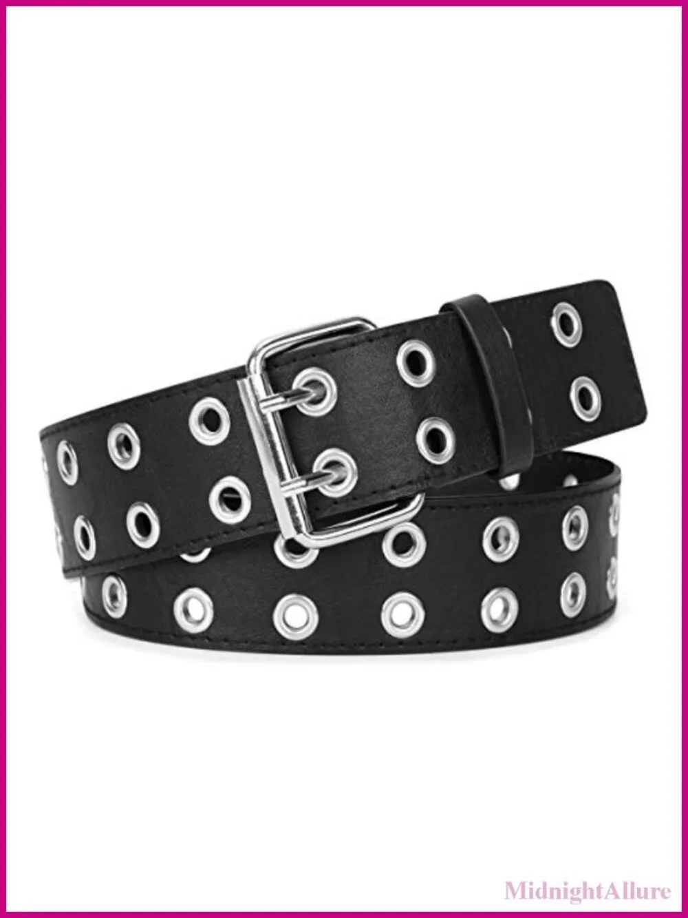 Double Grommet PU Leather Punk Belt 1.5